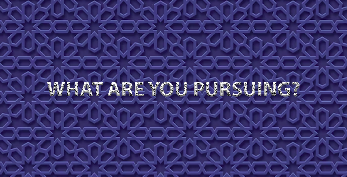 WHAT ARE YOU PURSUING?